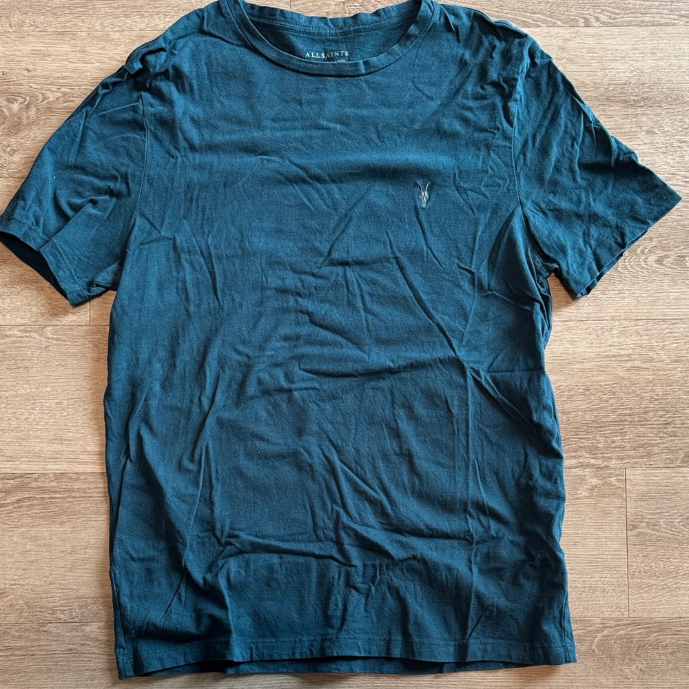 All Saints Men's Dark Teal T-Shirt